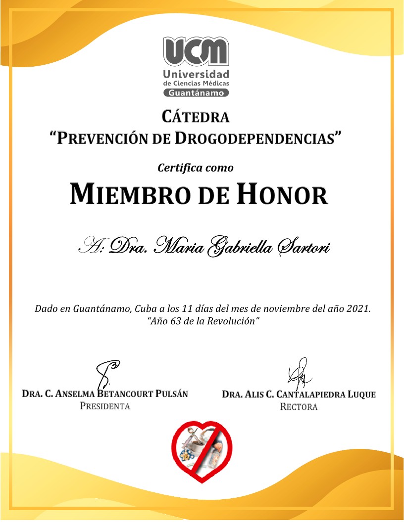 Certificado Cátedra Miembro honor